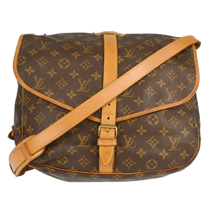 Louis Vuitton Saumur Handbag Monogram Canvas Brown Canvas Shoulder Bag Bag (   )