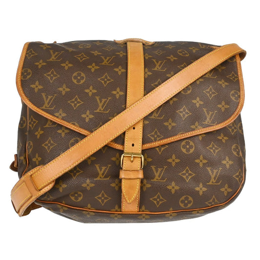 Louis Vuitton Saumur Handbag Monogram Canvas Brown Canvas Shoulder Bag Bag (   )