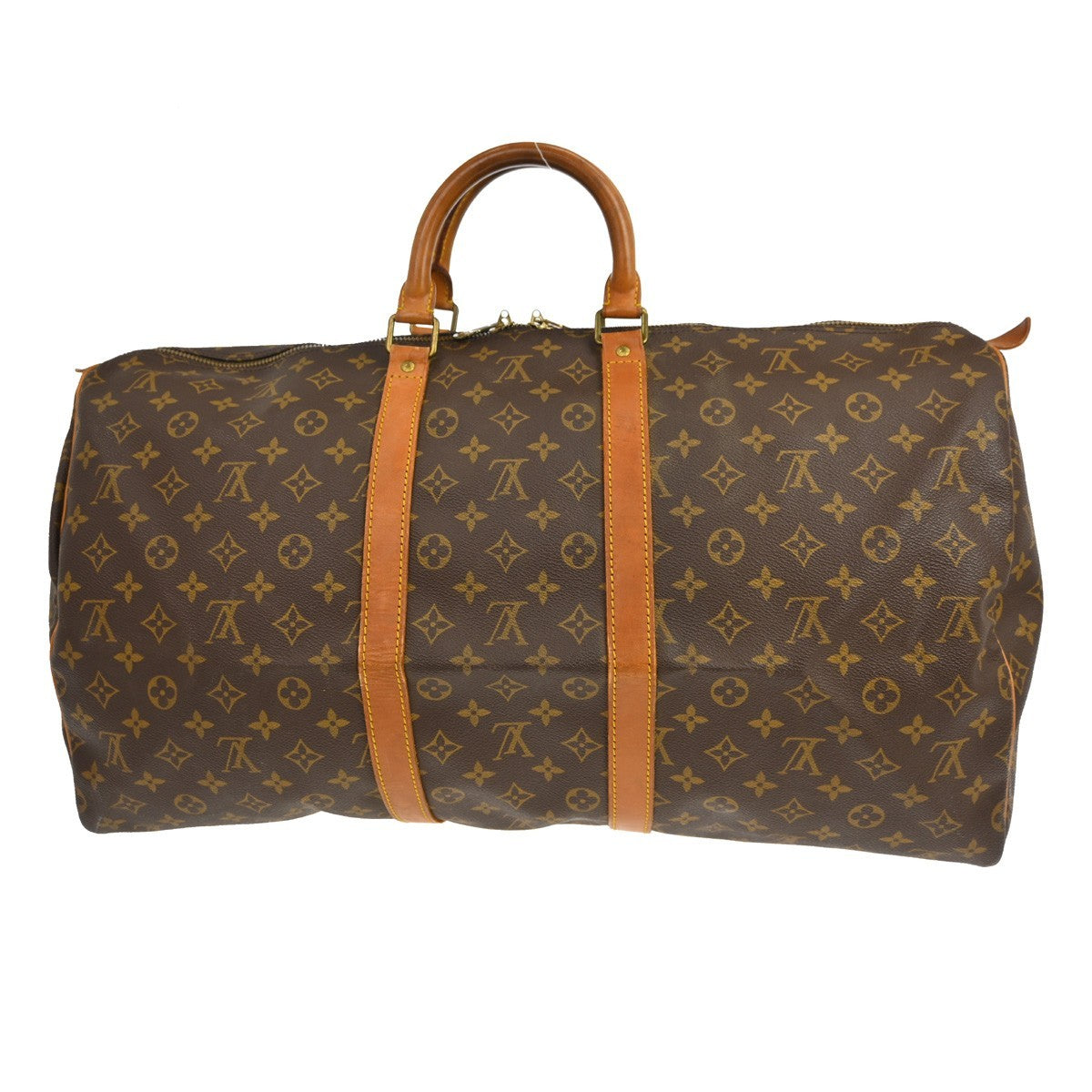Louis Vuitton Keepall Bag Monogram Canvas Brown Canvas Travel Bag Bag (   )