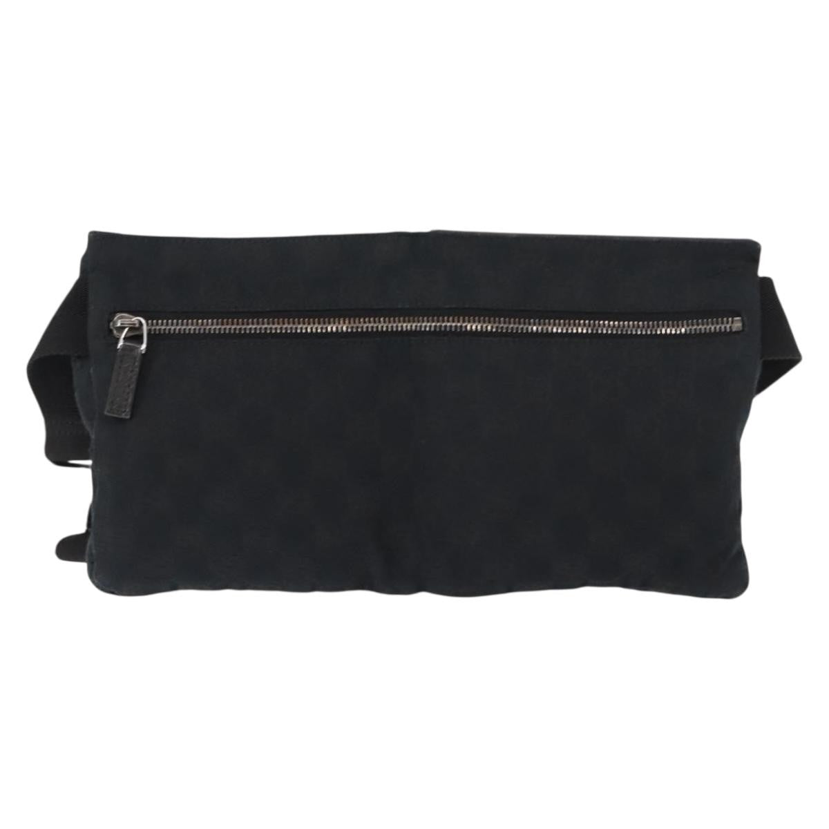 Gucci Vintage Double Belt Bag Gg Canvas With Leather Black Canvas Shoulder Bag Bag (   )