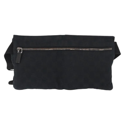 Gucci Vintage Double Belt Bag Gg Canvas With Leather Black Canvas Shoulder Bag Bag (   )