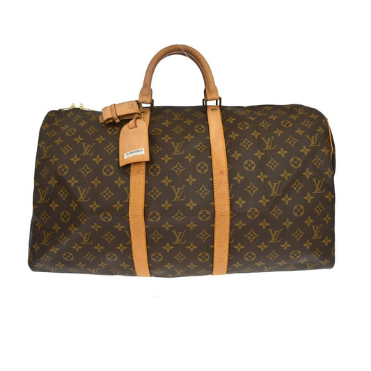 Louis Vuitton Keepall Bag Monogram Canvas Brown Canvas Travel Bag Bag (   )