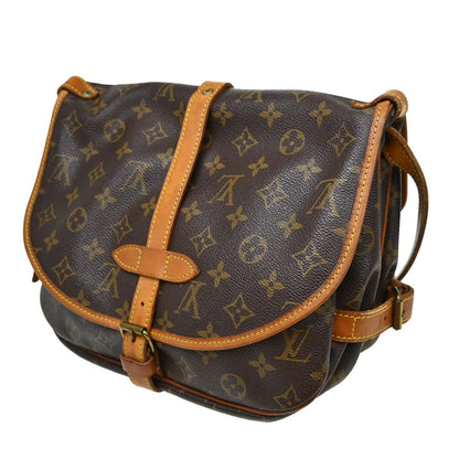 Louis Vuitton Saumur Handbag Monogram Canvas Brown Canvas Shoulder Bag Bag (   )