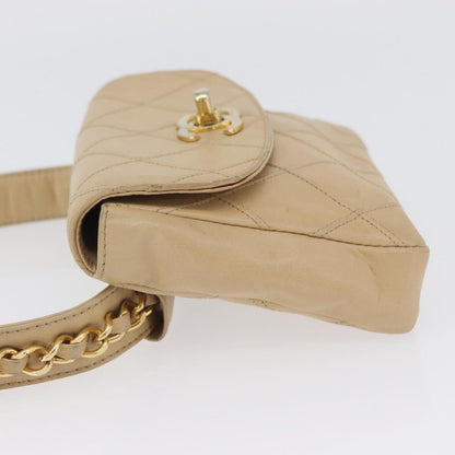 Chanel Cc Flap Belt Bag Quilted Lambskin Beige Leather Clutche & Pouche Bag (   )