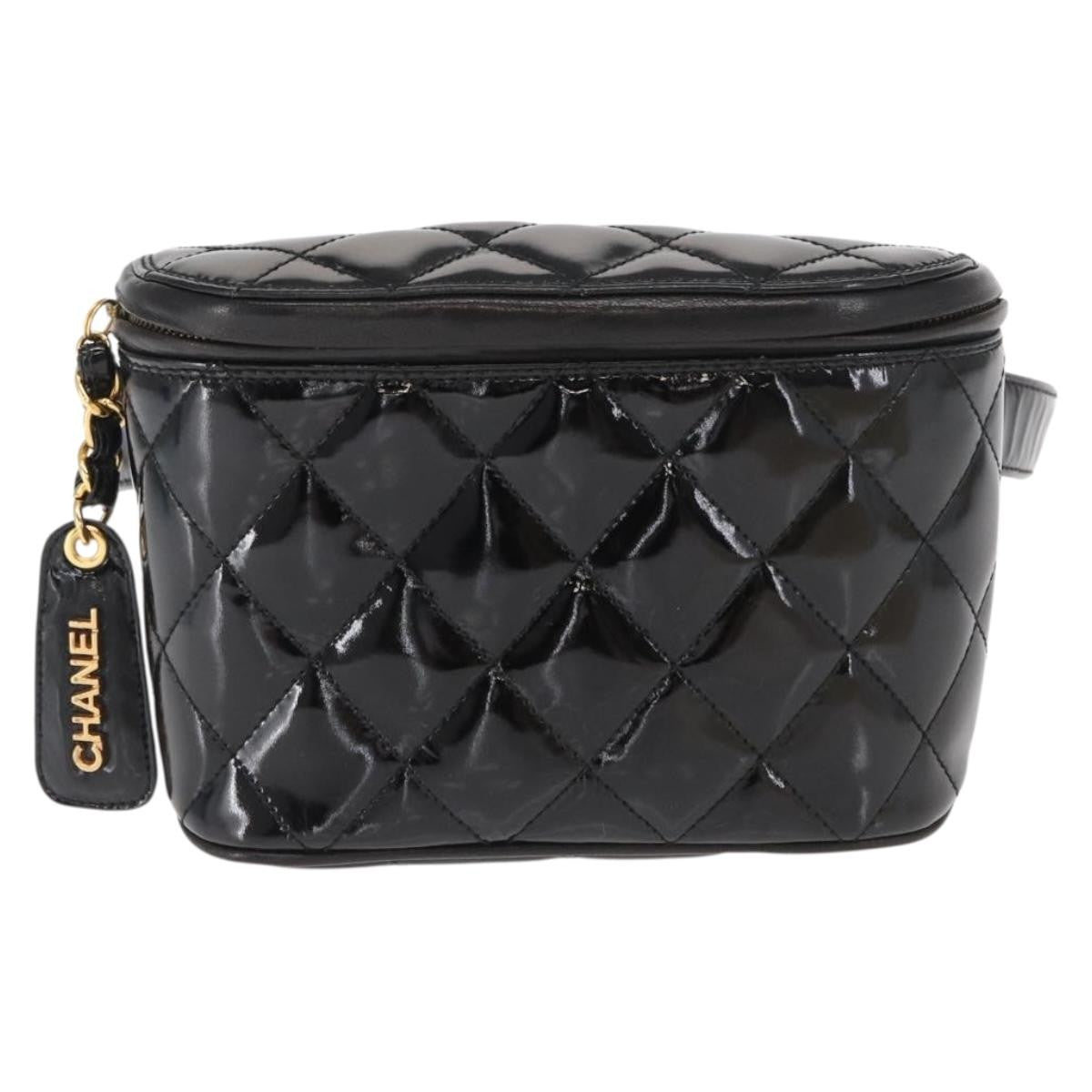 Chanel Vintage Zip Belt Bag Quilted Lambskin Black Patent_Leather Clutche & Pouche Bag (   )