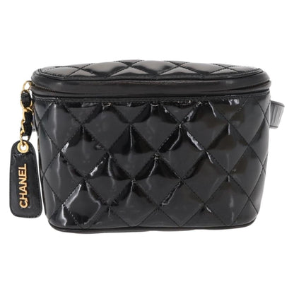 Chanel Vintage Zip Belt Bag Quilted Lambskin Black Patent_Leather Clutche & Pouche Bag (   )