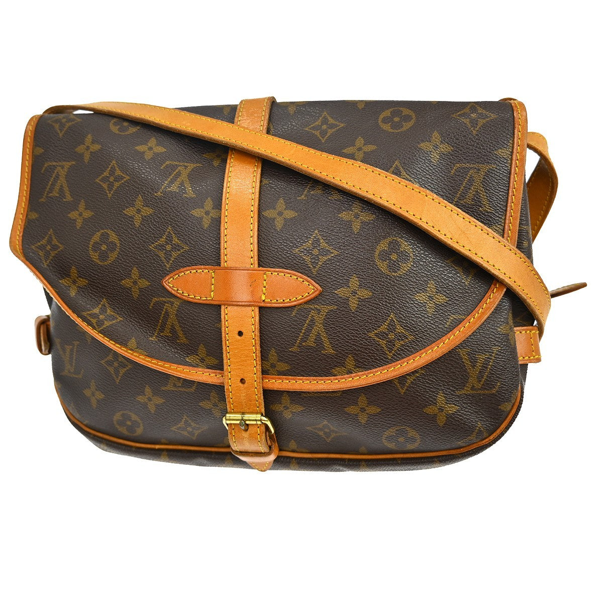 Louis Vuitton Saumur Handbag Monogram Canvas Brown Canvas Shoulder Bag Bag (   )