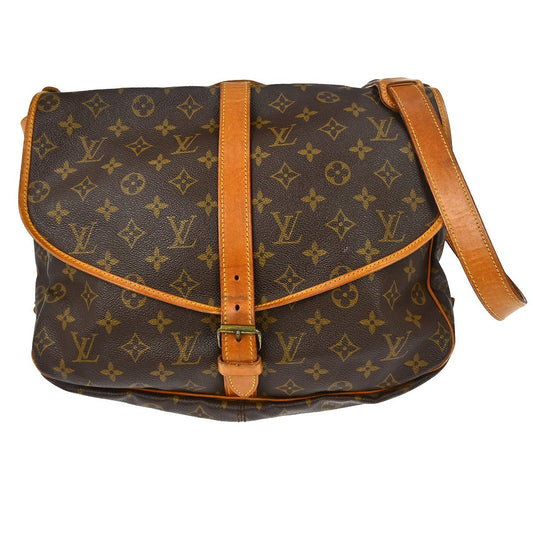 Louis Vuitton Saumur Handbag Monogram Canvas Brown Canvas Shoulder Bag Bag (   )