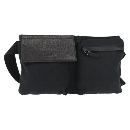 Gucci Vintage Double Belt Bag Gg Canvas With Leather Black Canvas Shoulder Bag Bag (   )