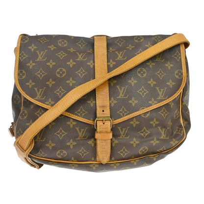 Louis Vuitton Saumur Handbag Monogram Canvas Brown Canvas Shoulder Bag Bag (   )