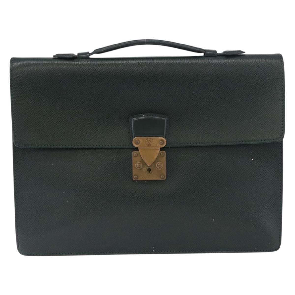 Louis Vuitton Serviette Kourad Briefcase Taiga Leather Beige Leather Briefcase Bag (   )