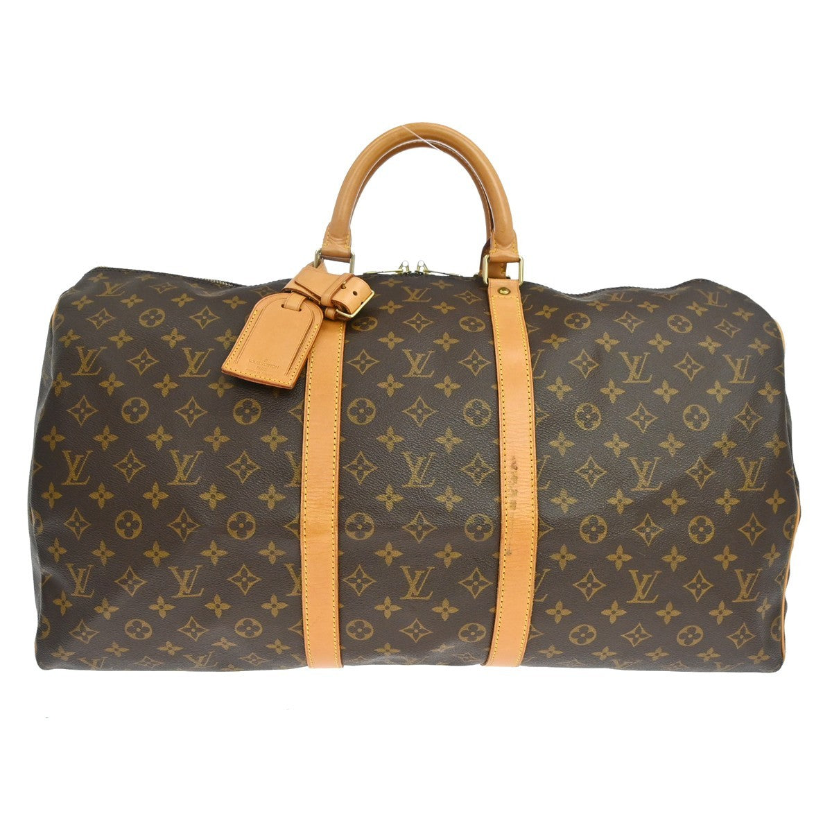 Louis Vuitton Keepall Bag Monogram Canvas Brown Canvas Travel Bag Bag (   )