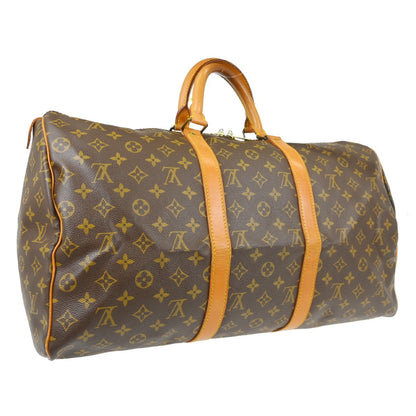 Louis Vuitton Keepall Bag Monogram Canvas Brown Canvas Travel Bag Bag (   )