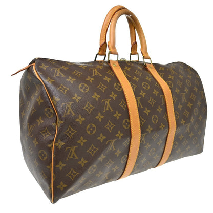 Louis Vuitton Keepall Bag Monogram Canvas Brown Canvas Travel Bag Bag (   )