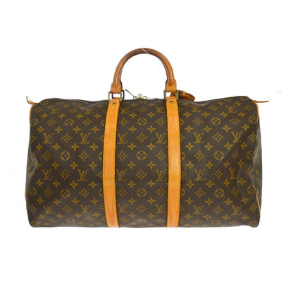 Louis Vuitton Keepall Bag Monogram Canvas Brown Canvas Travel Bag Bag (   )