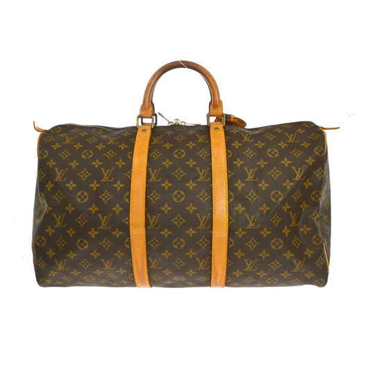 Louis Vuitton Keepall Bag Monogram Canvas Brown Canvas Travel Bag Bag (   )