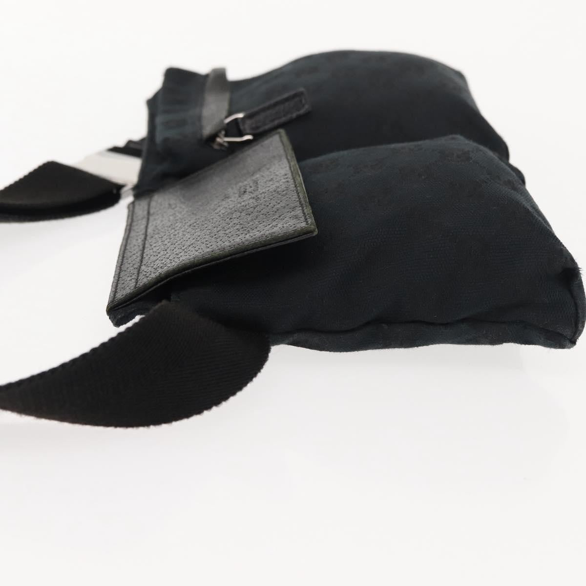 Gucci Vintage Double Belt Bag Gg Canvas With Leather Black Canvas Shoulder Bag Bag (   )