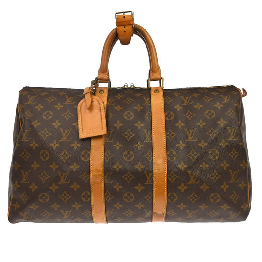 Louis Vuitton Keepall Bag Monogram Canvas Brown Canvas Travel Bag Bag (   )
