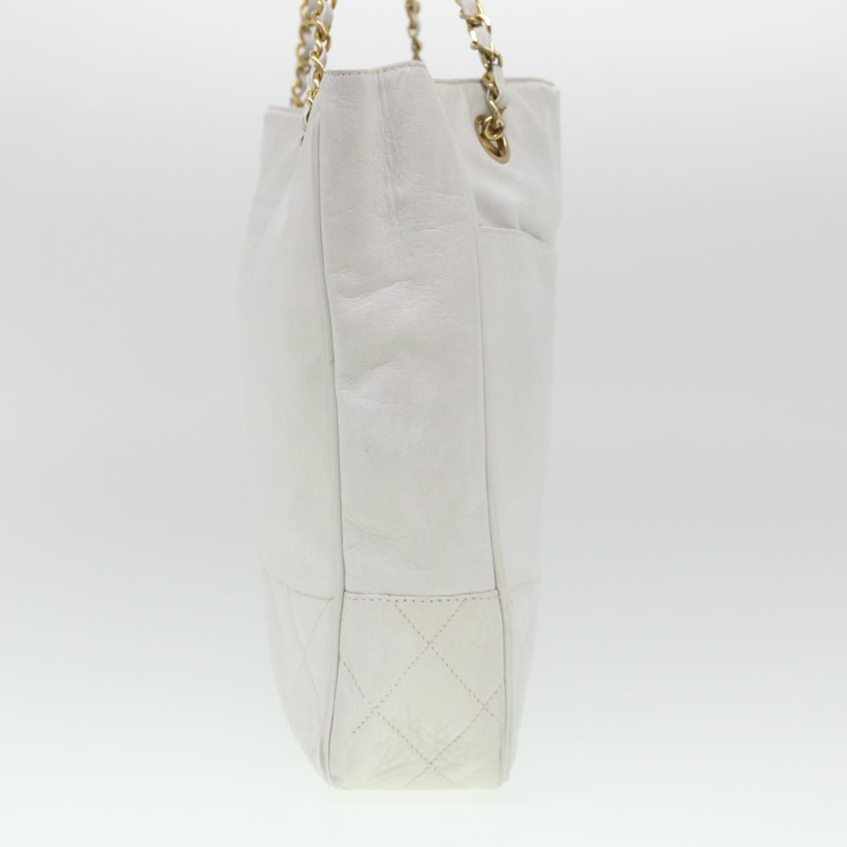 Chanel Vintage Shopping Tote Lambskin White Leather Shoulder Bag Bag (   )