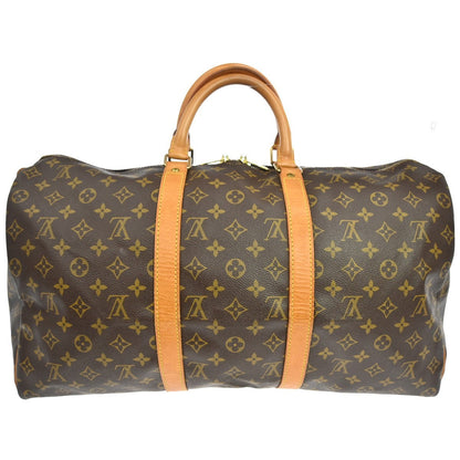 Louis Vuitton Keepall Bag Monogram Canvas Brown Canvas Travel Bag Bag (   )