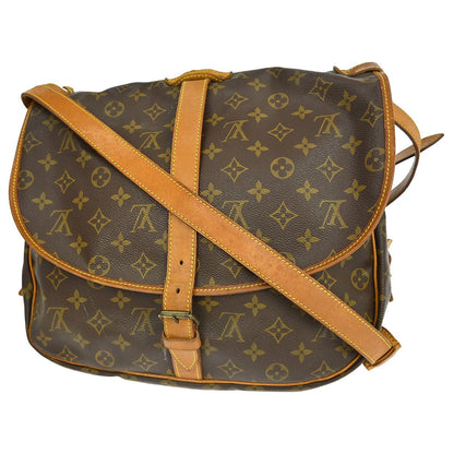 Louis Vuitton Saumur Handbag Monogram Canvas Brown Canvas Shoulder Bag Bag (   )
