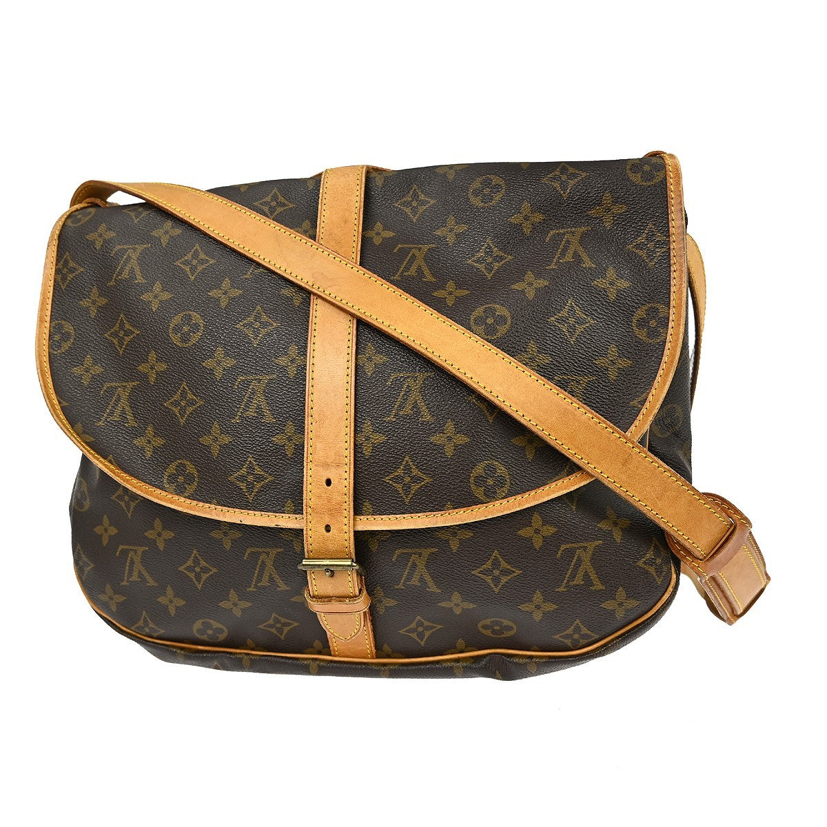 Louis Vuitton Saumur Handbag Monogram Canvas Brown Canvas Shoulder Bag Bag (   )