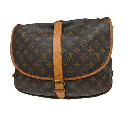 Louis Vuitton Saumur Handbag Monogram Canvas Brown Canvas Shoulder Bag Bag (   )