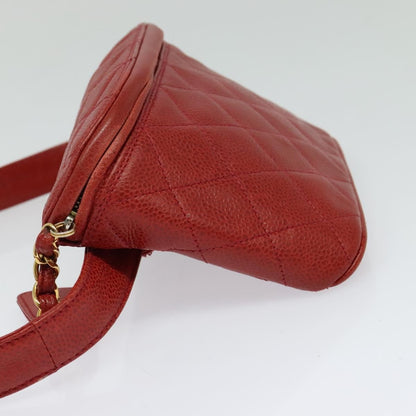 Chanel Vintage Zip Belt Bag Quilted Caviar Red Leather Shoulder Bag Bag (   )