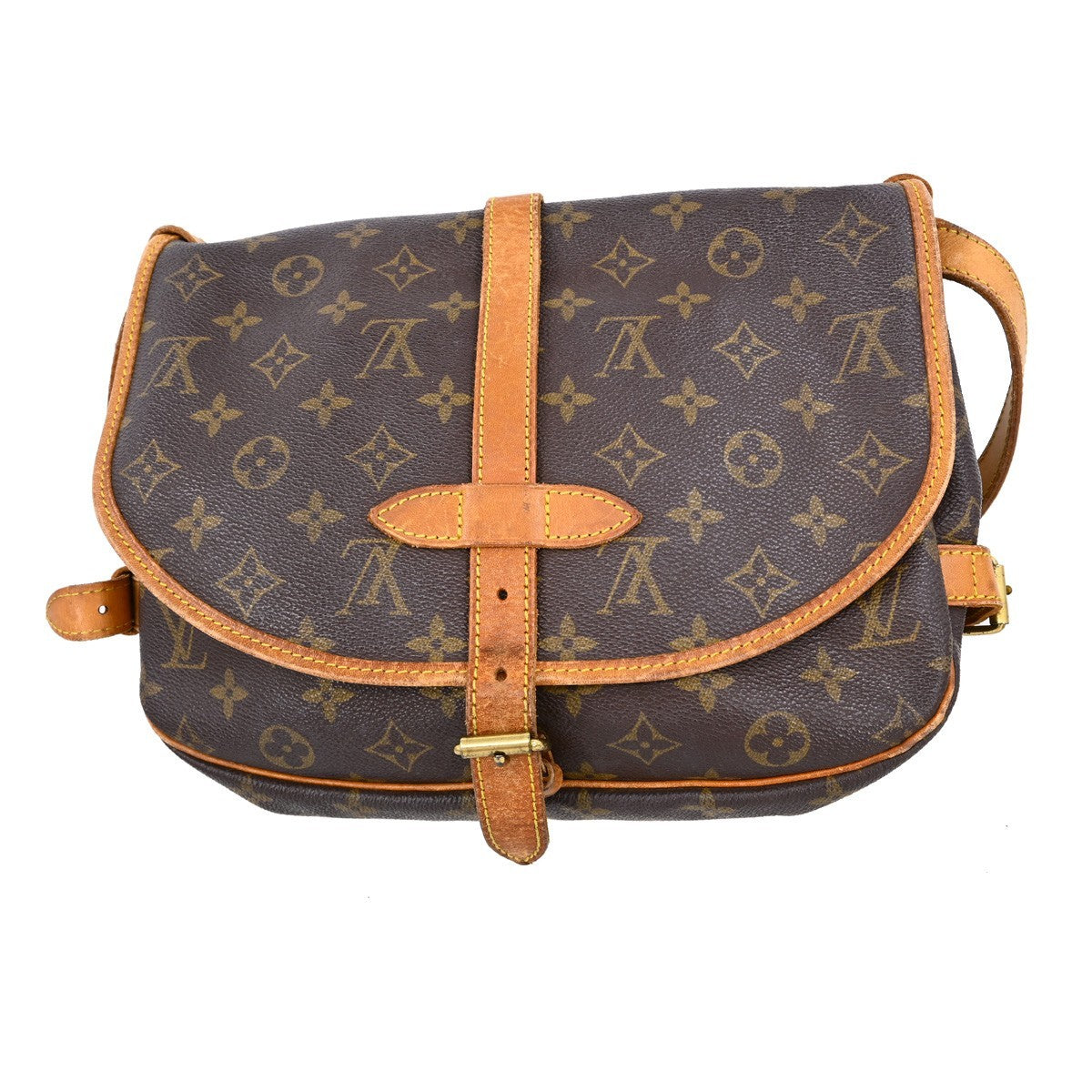 Louis Vuitton Saumur Handbag Monogram Canvas Brown Canvas Shoulder Bag Bag (   )