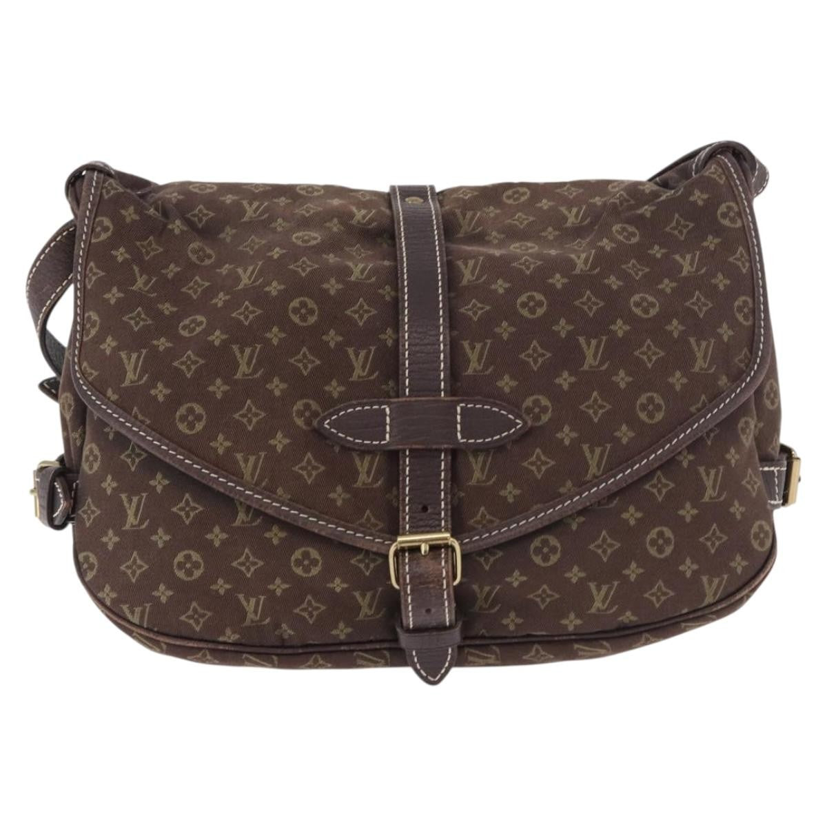 Louis Vuitton Saumur Handbag Mini Lin Brown Canvas Shoulder Bag Bag (   )