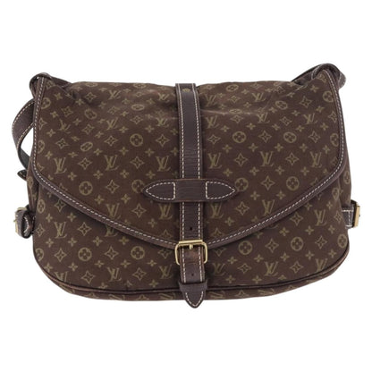 Louis Vuitton Saumur Handbag Mini Lin Brown Canvas Shoulder Bag Bag (   )