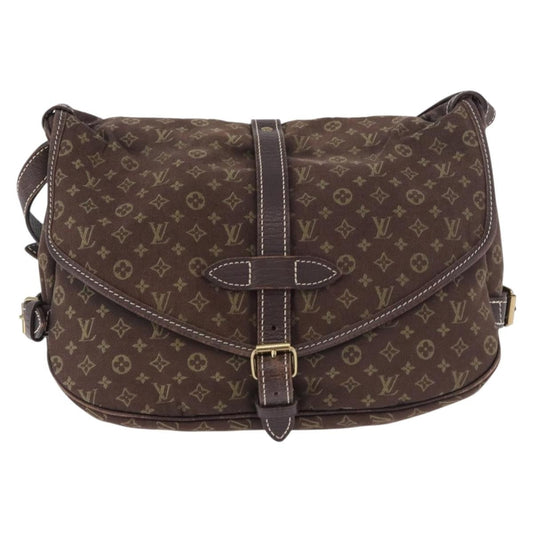 Louis Vuitton Saumur Handbag Mini Lin Brown Canvas Shoulder Bag Bag (   )
