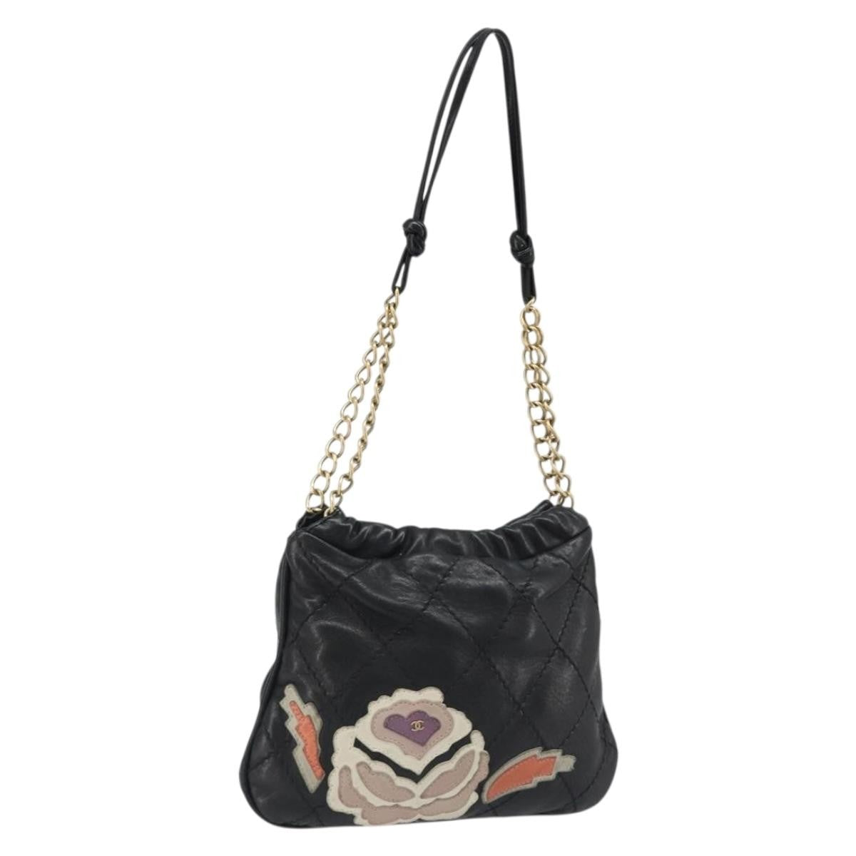 Chanel Chain Tote Leather Black Leather Shoulder Bag Bag (   )