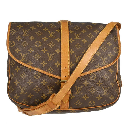 Louis Vuitton Saumur Handbag Monogram Canvas Brown Canvas Shoulder Bag Bag (   )