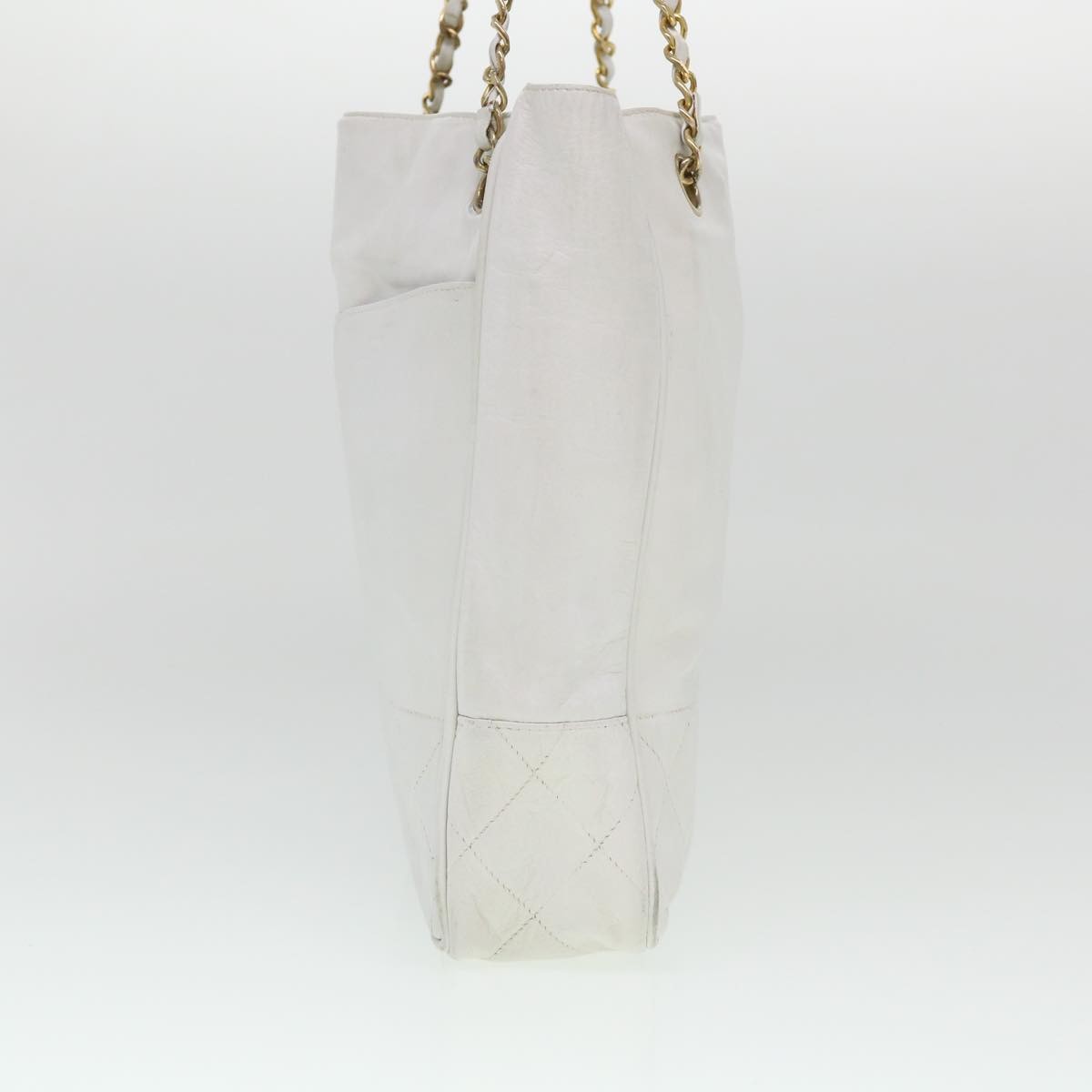 Chanel Vintage Shopping Tote Lambskin White Leather Shoulder Bag Bag (   )