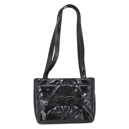 Chanel Vintage Flap Shoulder Bag Patent Leather Black Patent_Leather Shoulder Bag Bag (   )