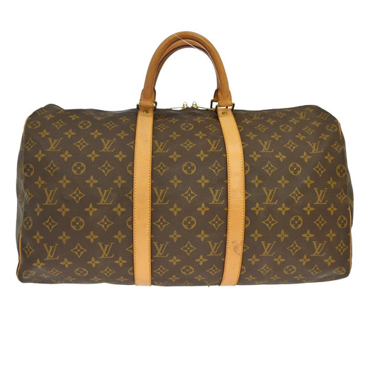 Louis Vuitton Keepall Bag Monogram Canvas Brown Canvas Travel Bag Bag (   )