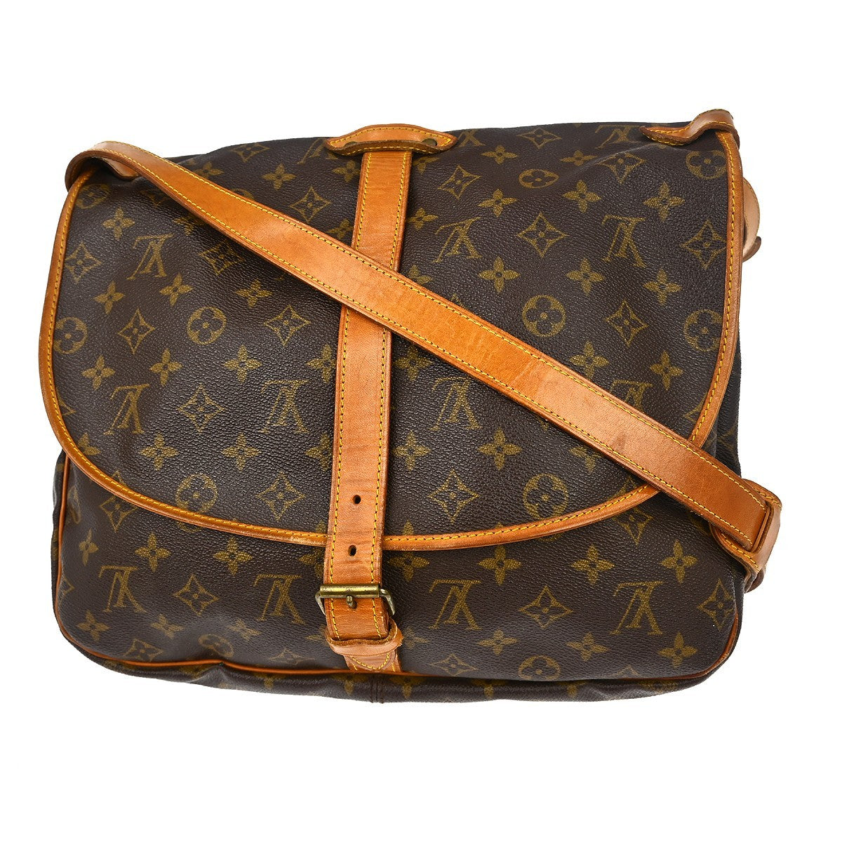 Louis Vuitton Saumur Handbag Monogram Canvas Brown Canvas Shoulder Bag Bag (   )