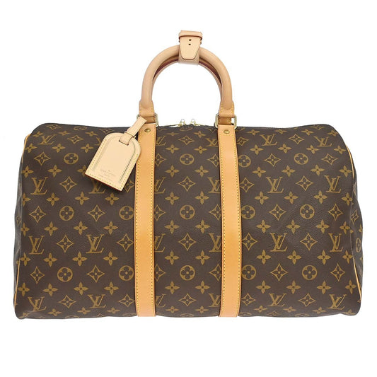 Louis Vuitton Keepall Bag Monogram Canvas Brown Canvas Travel Bag Bag (   )