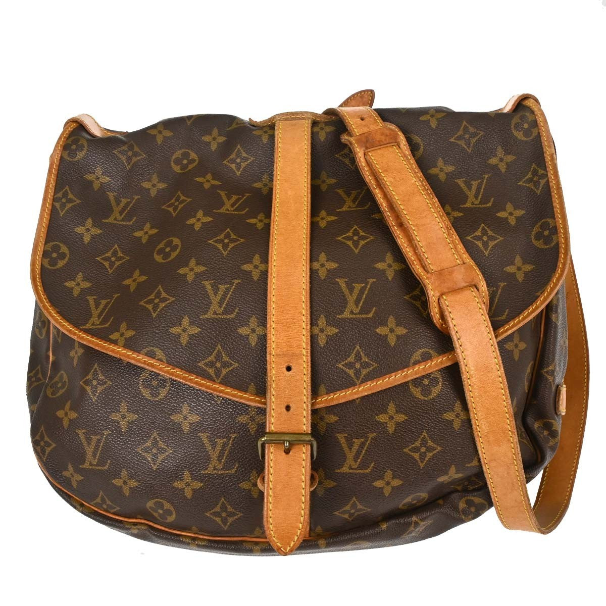 Louis Vuitton Saumur Handbag Monogram Canvas Brown Canvas Shoulder Bag Bag (   )