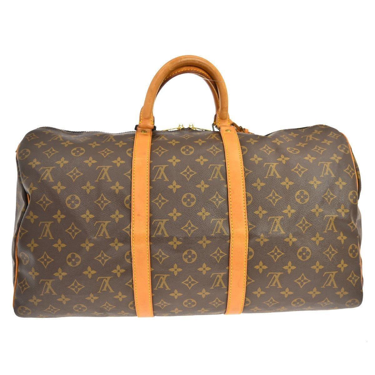 Louis Vuitton Keepall Bag Monogram Canvas Brown Canvas Travel Bag Bag (   )
