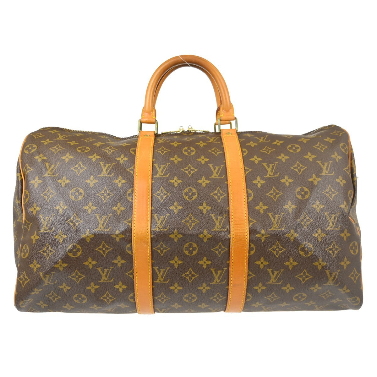 Louis Vuitton Keepall Bag Monogram Canvas Brown Canvas Travel Bag Bag (   )
