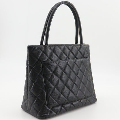 Chanel Medallion Tote Quilted Caviar Black Leather Tote Bag Bag (   )