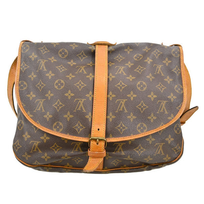 Louis Vuitton Saumur Handbag Monogram Canvas Brown Canvas Shoulder Bag Bag (   )