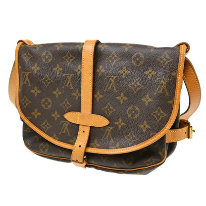 Louis Vuitton Saumur Handbag Monogram Canvas Brown Canvas Shoulder Bag Bag (   )