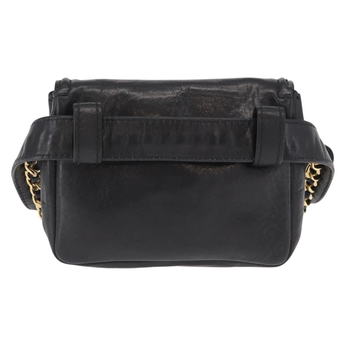 Chanel Chain Envelope Belt Bag Quilted Calfskin Black Leather Clutche & Pouche Bag (   )