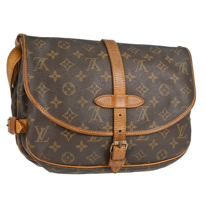 Louis Vuitton Saumur Handbag Monogram Canvas Brown Canvas Shoulder Bag Bag (   )