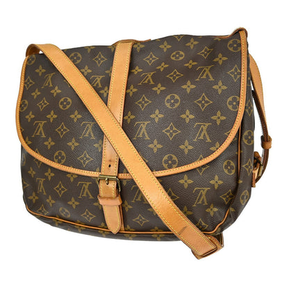 Louis Vuitton Saumur Handbag Monogram Canvas Brown Canvas Shoulder Bag Bag (   )