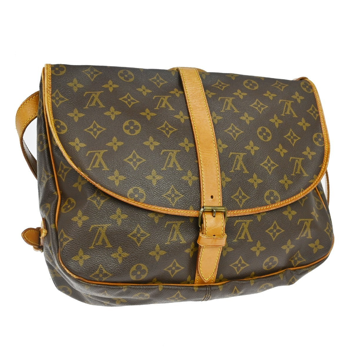 Louis Vuitton Saumur Handbag Monogram Canvas Brown Canvas Shoulder Bag Bag (   )