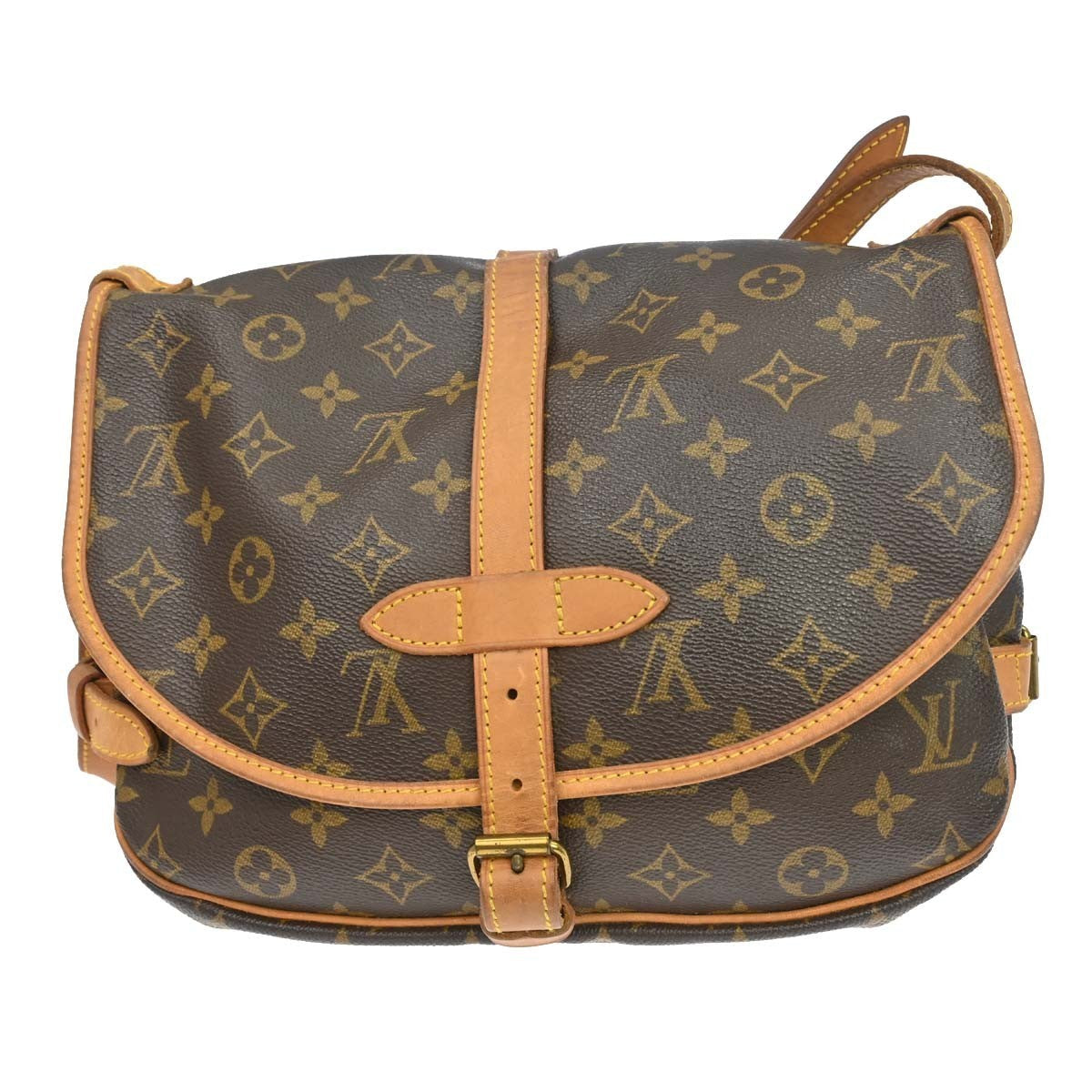 Louis Vuitton Saumur Handbag Monogram Canvas Brown Canvas Shoulder Bag Bag (   )